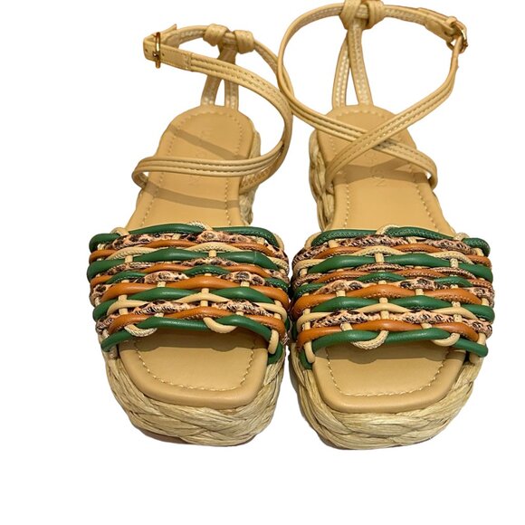 ULLA JOHNSON Ada Woven platform sandals.  Multicolor woven leather.  Size 39 - Picture 3 of 11